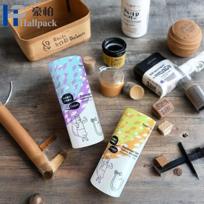 Carton Kraft biodégradable de conception de marque personnalisée, conteneur de bâton de déodorant Push Up, emballage de Tube de baume à lèvres, papier compostable