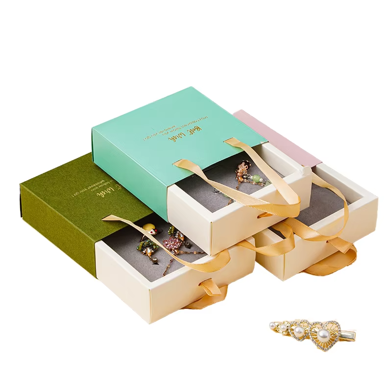 Bijoux emballage coulissant tiroir cadeau en papier bijoux pour les boucles d'oreilles sonneries montre