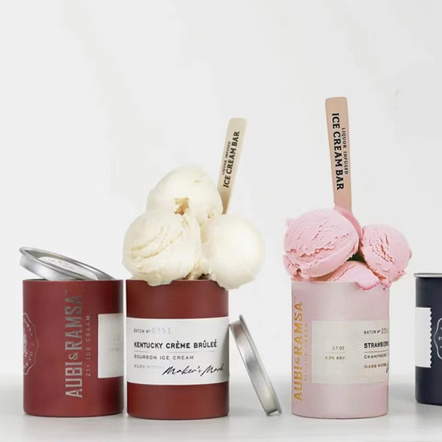 Tube de papier de paquet de crème glacée avec couvercles personnalisés personnalisés