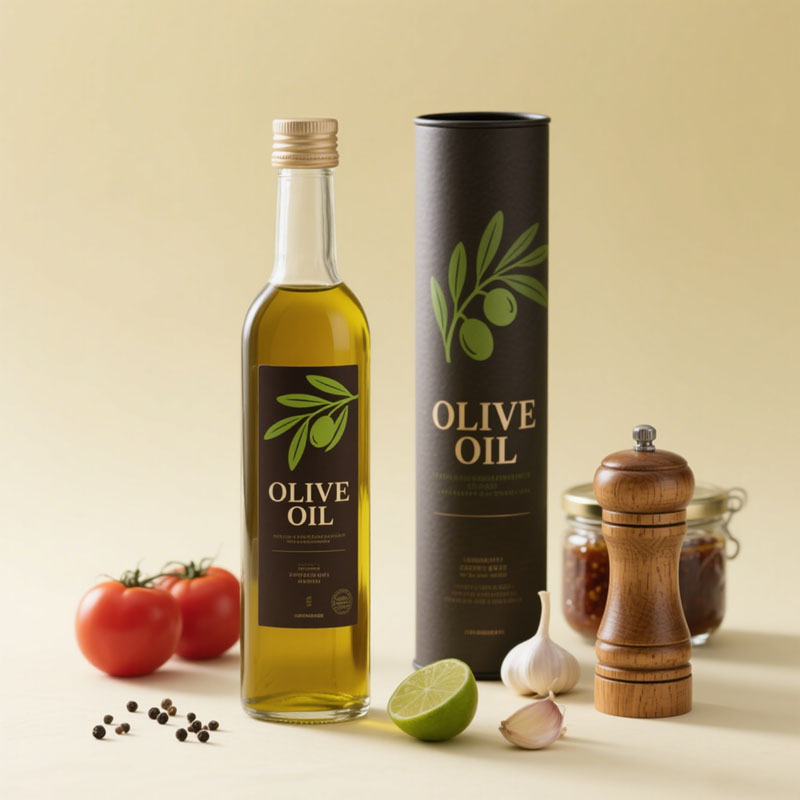 Emballage de tube en papier en carton Kraft en carton Kraft à imprimé biodégradable pour l'huile d'olive