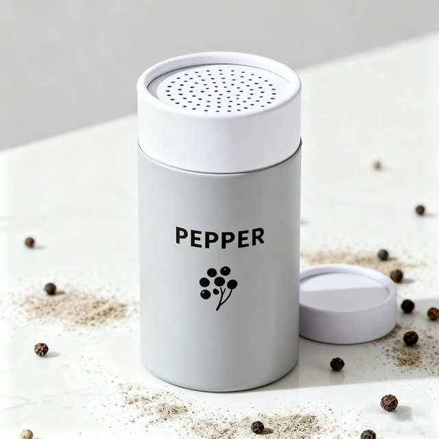 Emballage de tube en papier cylindre biodégradable avec tamis pour la poudre lâche