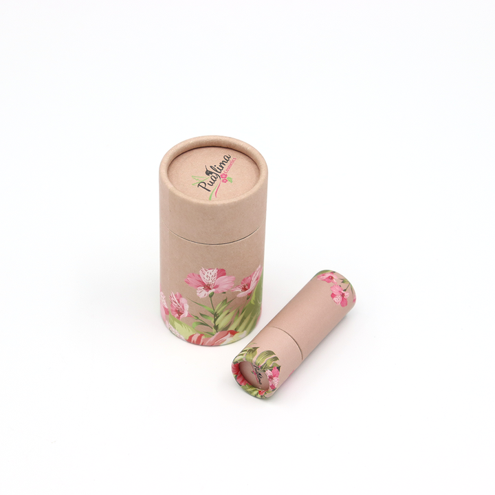 Papier de tube emballé par carton rond cosmétique fait sur commande qui respecte l'environnement emballé pour le baume à lèvres déodorant de poussée