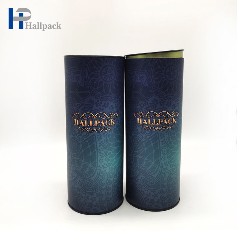 Emballage de tube rond de couvercle en métal de récipient de cylindre de carton de catégorie comestible de Hallpack
