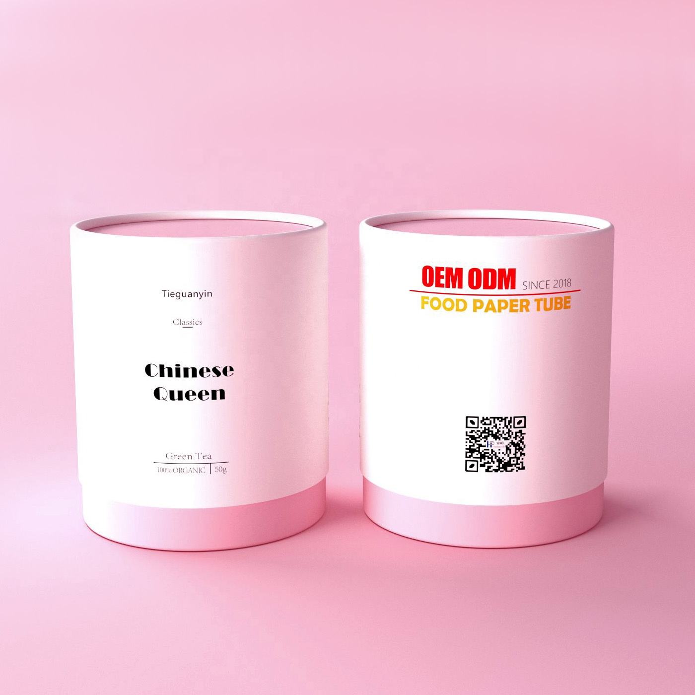 Impression personnalisée cylindre biodégradable papier alimentaire carton sachets de boîte à thé de qualité supérieure emballage de boîte de tube pour paquet de thé en vrac
