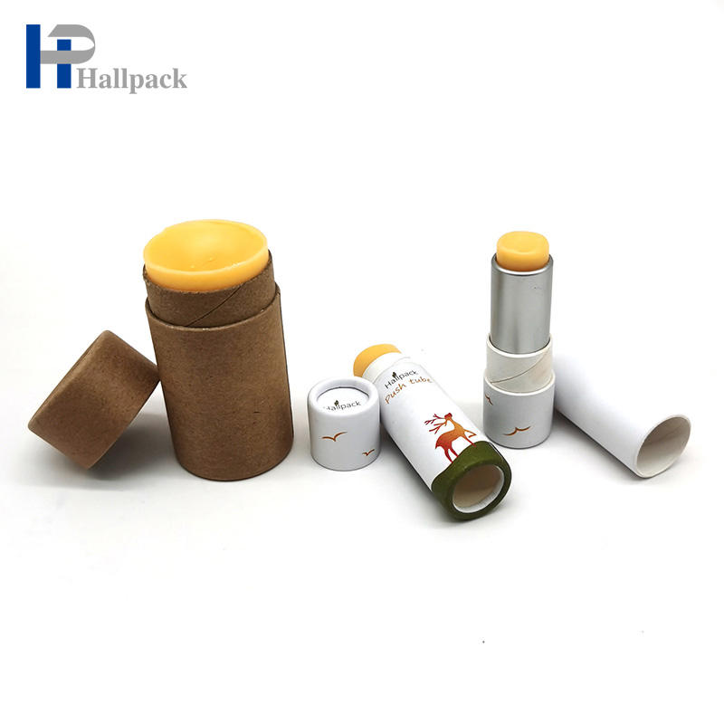 Emballage en carton Push Up biodégradable 100%, 100 pièces/ctn, Tube en papier Kraft brun pour baume à lèvres