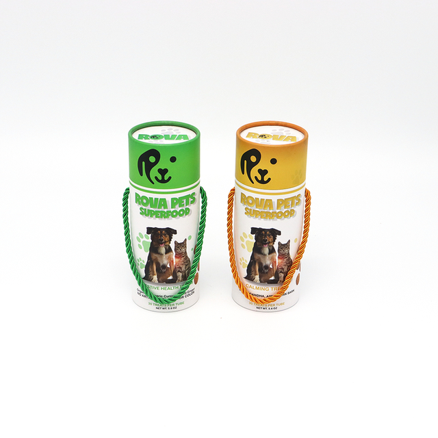 Emballage fait sur commande écologique de tube de papier de boîte de cylindre de carton d'emballage de catégorie comestible pour l'aliment pour animaux familiers