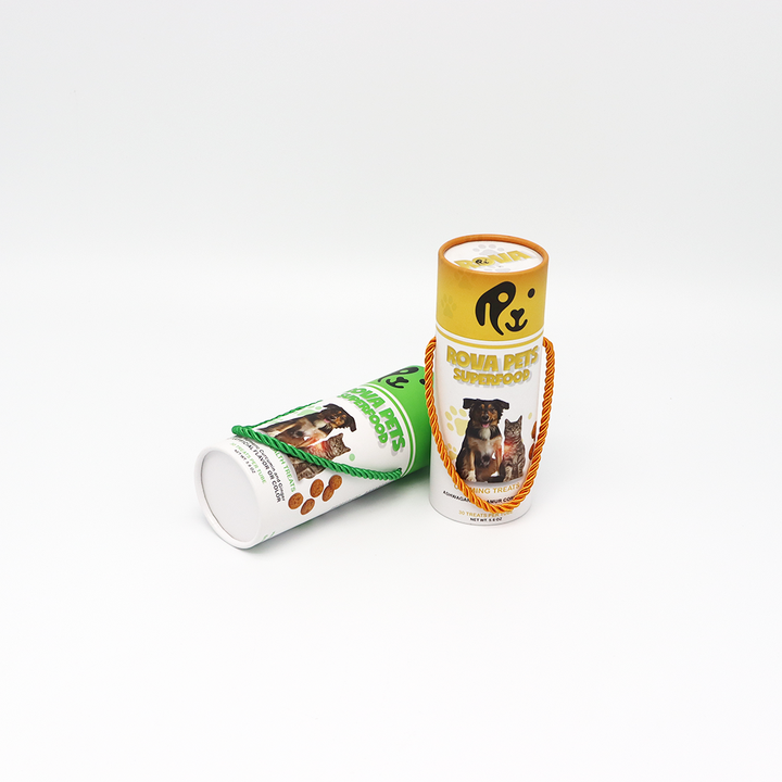 Emballage fait sur commande écologique de tube de papier de boîte de cylindre de carton d'emballage de catégorie comestible pour l'aliment pour animaux familiers
