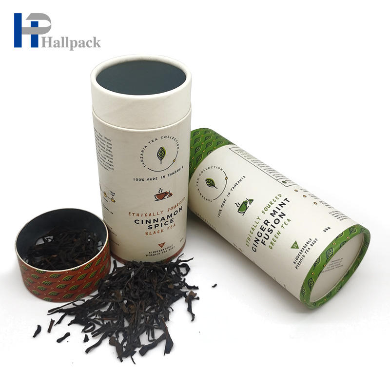 Cylindre biodégradable d'impression personnalisée, papier alimentaire, carton, sacs de boîte à thé de qualité supérieure, emballage de boîte à tubes pour emballage de thé en vrac