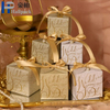 Petite boîte-cadeau de luxe pour bonbons de mariage, boîte rigide à paillettes avec feuille d'or, stratification mate et manipulation d'impression disparaissant