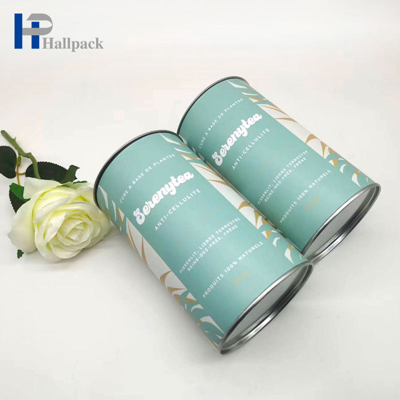 L'emballage rond de tube de papier de thé met en boîte le tube de papier de mise en conserve de nourriture avec le couvercle en métal