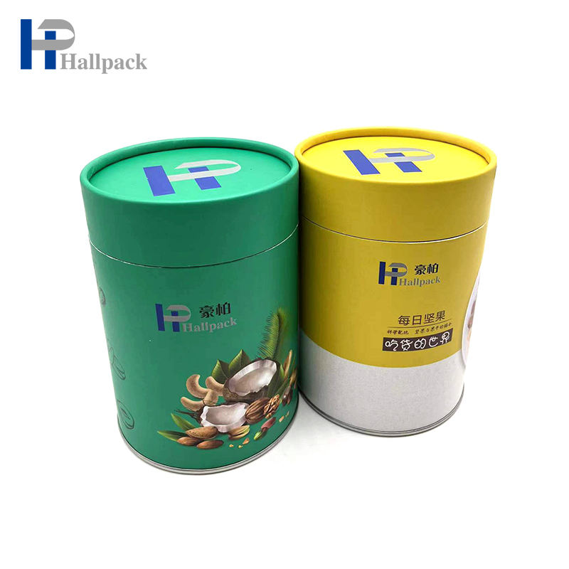 Récipient rond en gros de tube de papier de carton de thé de couvercle en métal avec le logo fait sur commande