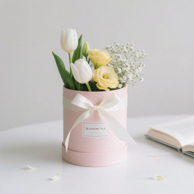 Boodegradable Luxury Paper Tube Emballage Boîte de bijoux ronde Boîte d'emballage Fleurs Boîte