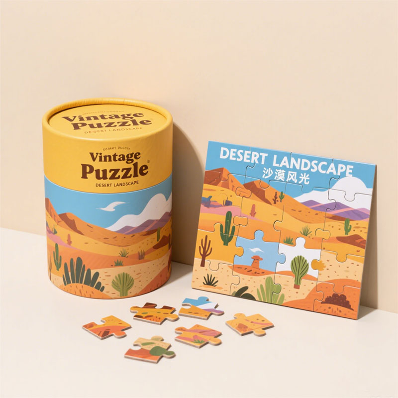 Eco Friendly Kraft Cardboard Round Box Puzzles Emmacking Tube