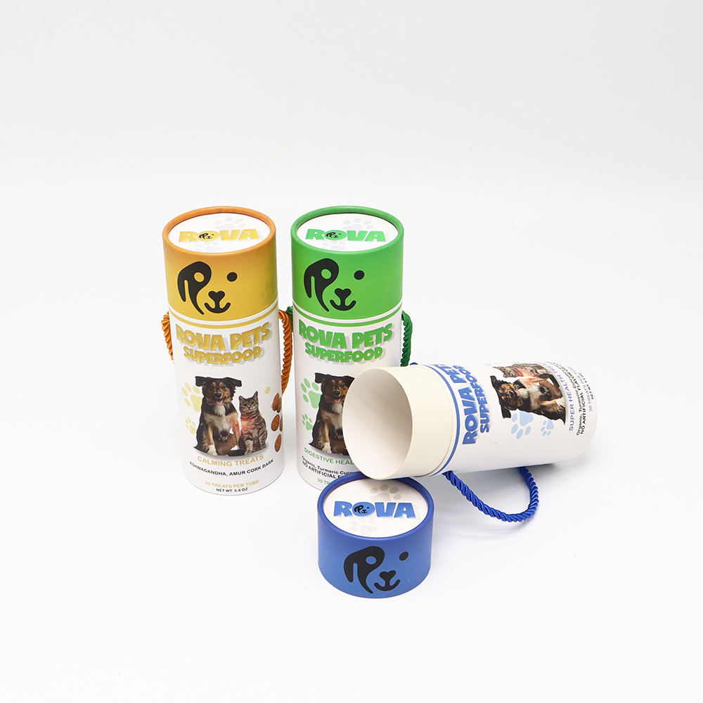 Tubes d'emballage biodégradables et écologiques, boîte cylindrique en carton Kraft de qualité alimentaire, emballage en Tube de papier pour aliments pour animaux domestiques