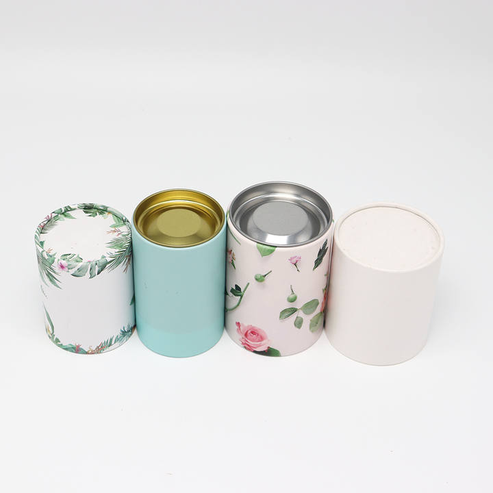 Boîte faite sur commande écologique de cylindre de carton de catégorie comestible avec l'emballage de tube de papier de couverture en métal pour le thé de café de noix
