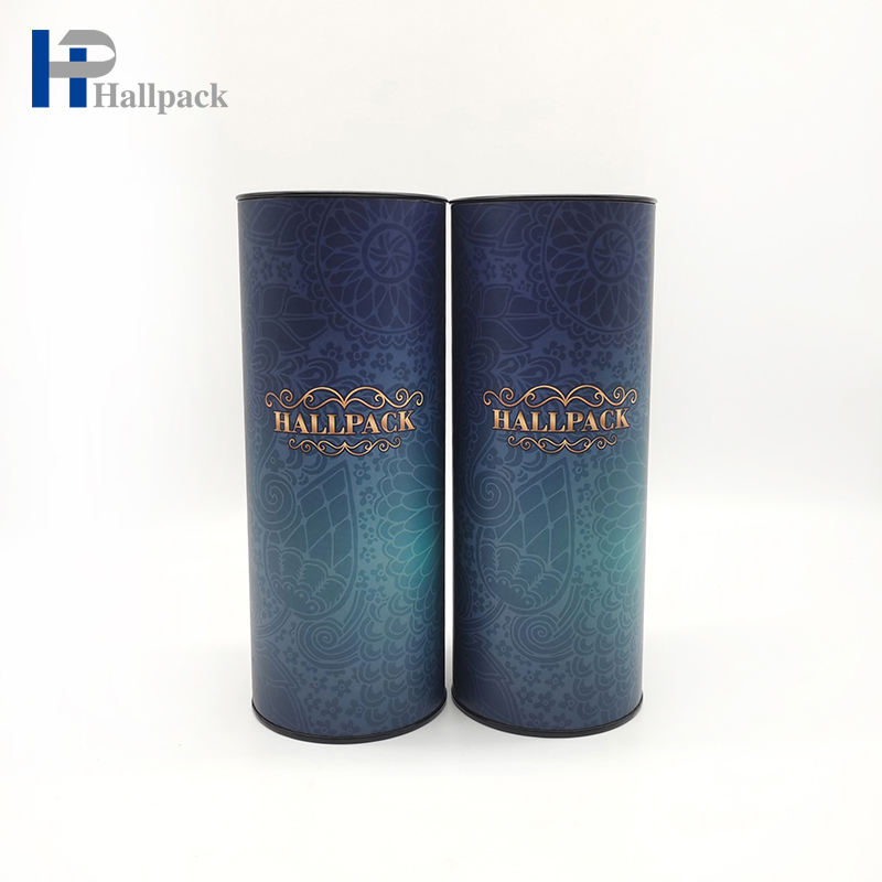 Emballage de tube rond de couvercle en métal de récipient de cylindre de carton de catégorie comestible de Hallpack