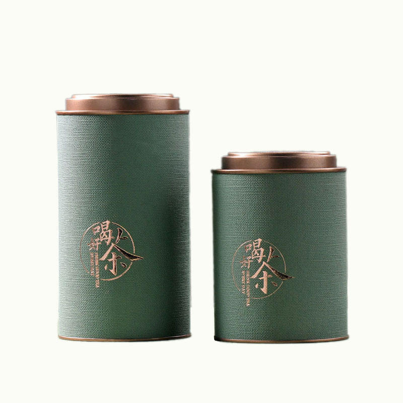 Boîtes à thé spéciales en papier vert de 250 g avec couvercles en fer