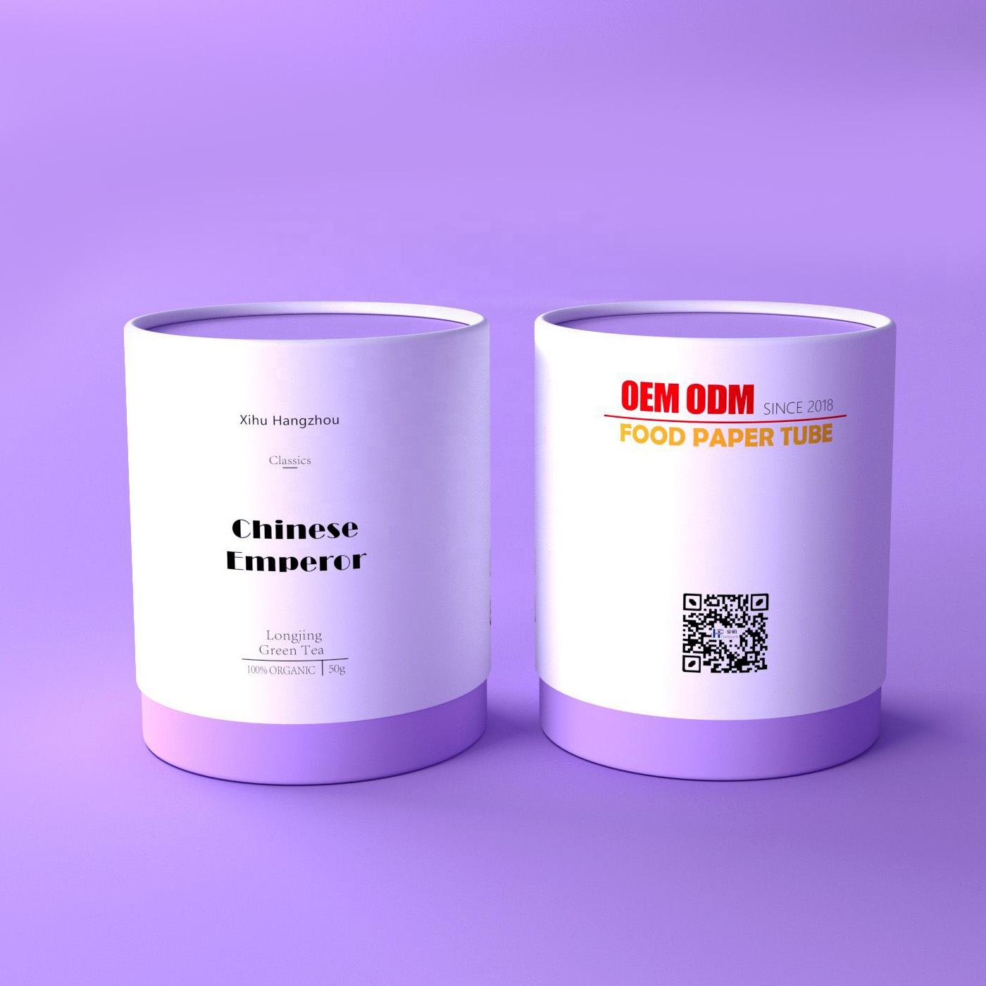 Impression personnalisée cylindre biodégradable papier alimentaire carton sachets de boîte à thé de qualité supérieure emballage de boîte de tube pour paquet de thé en vrac