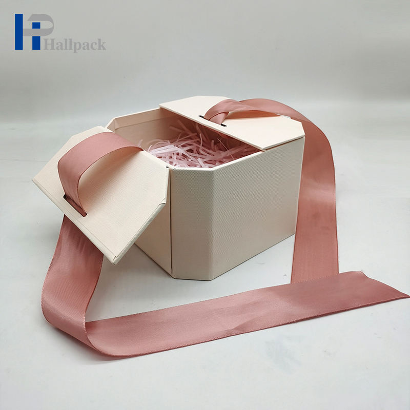 Boîte-cadeau écologique de haute qualité, boîte-cadeau à ruban rose