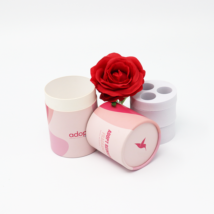 Emballage cosmétique biodégradable fait sur commande de tube de papier de boîte de cylindre de carton de style de luxe pour la bouteille de parfum