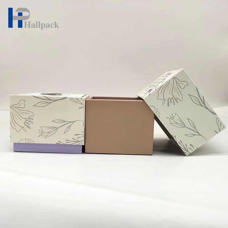 Emballage cadeau personnalisé, boîte à bougies en papier artisanal à couvercle plat carré
