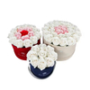 Ensemble de boîtes de roses en daim préservées, emballage en carton pour fleurs, papier de forme ronde rigide biodégradable personnalisé