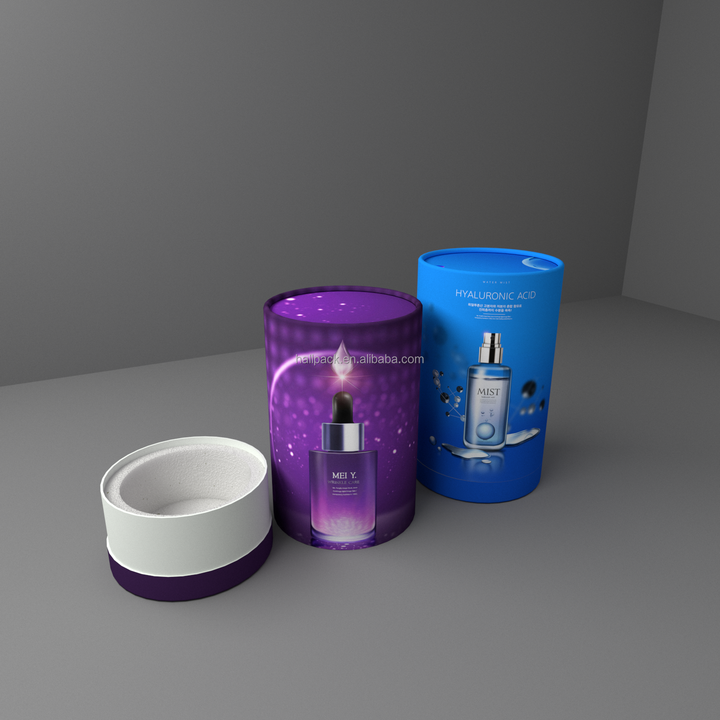 Boîtes de tubes d'emballage de T-Shirt en carton Kraft recyclé, papier artisanal rond biodégradable avec gaufrage pour le stockage des cosmétiques