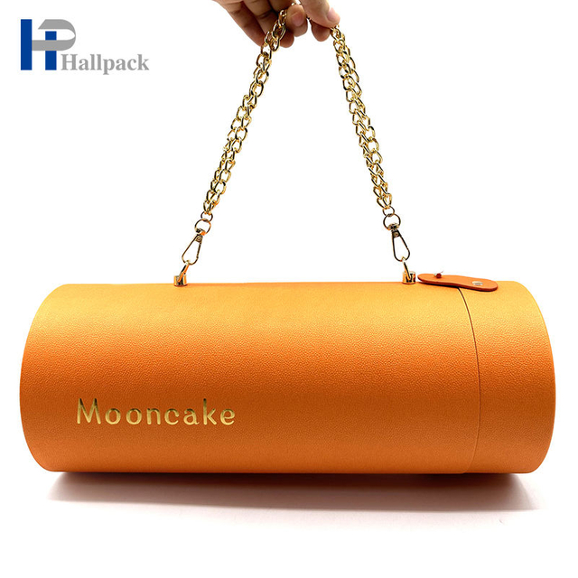 Tube de papier d'emballage de Mooncake d'emballage de papier alimentaire réutilisé portatif avec la chaîne
