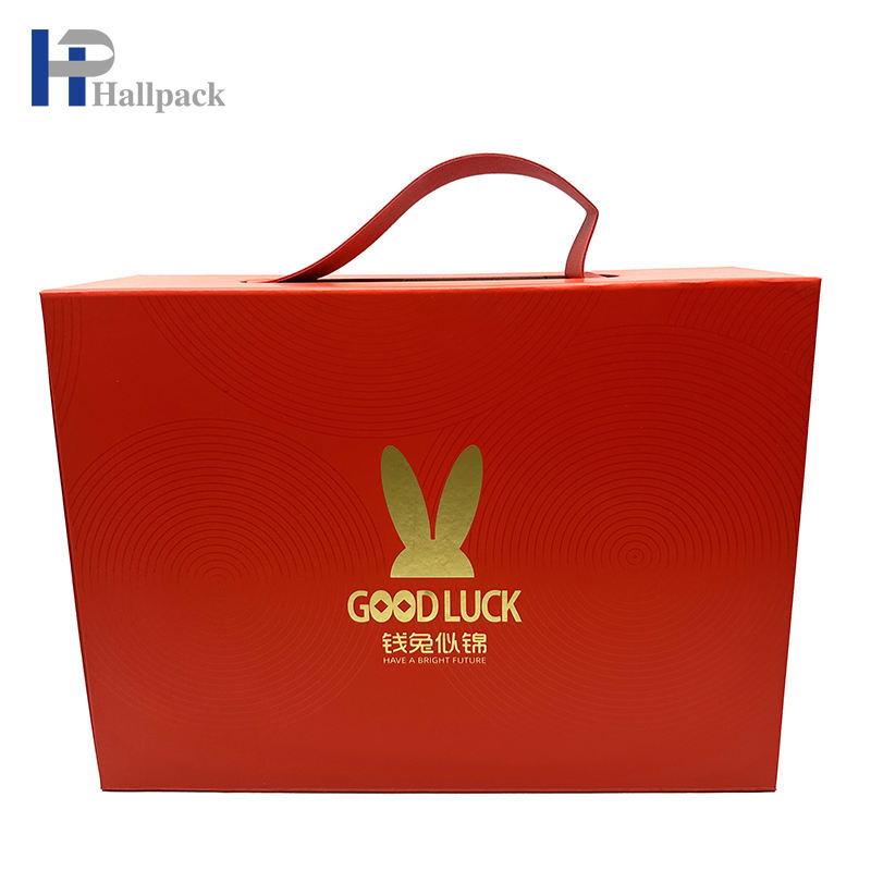 Boîte de papier de grande taille pliable magnétique faite sur commande de luxe avec la corde de main en cuir