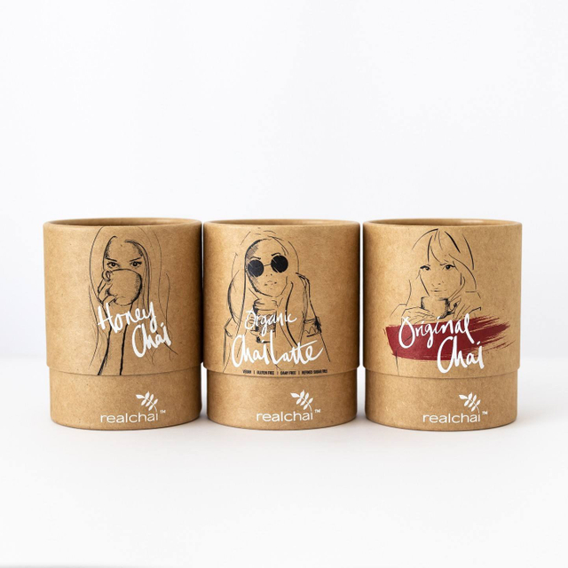 Emballage de papier kraft de boîte de tube rond recyclable pour le thé alimentaire Emballage de tube en carton Papier artisanal Boîte à gâteaux personnalisée HP avec fenêtre