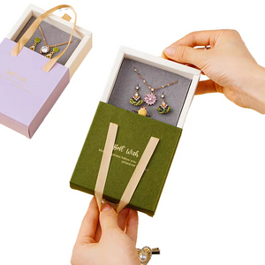 Bijoux emballage coulissant tiroir cadeau en papier bijoux pour les boucles d'oreilles sonneries montre